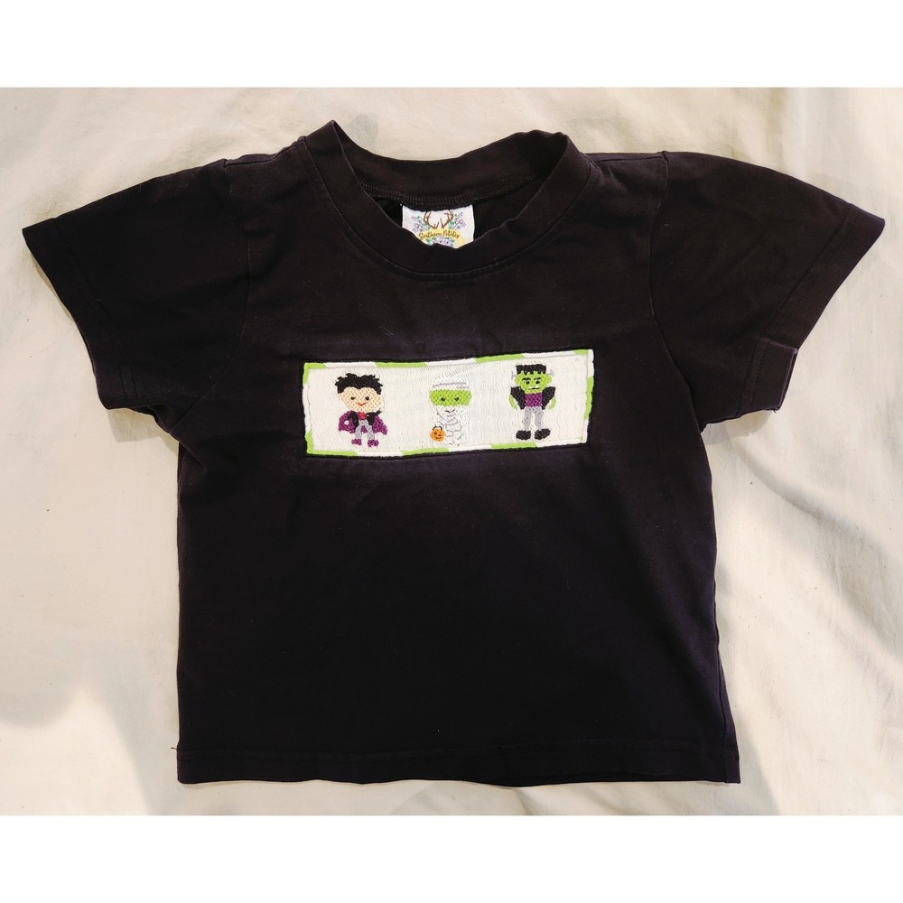 Southern Petites Halloween Smocked Monster T-Shirt Black  Vampire Mummy Kids 3T